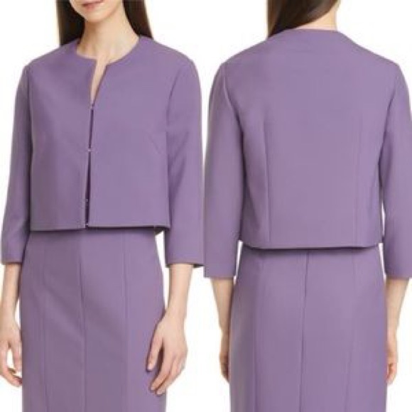 NWT Hugo Boss Purple Mauve Cropped Collarless Blazer Jacket Sz. 12 - Picture 5 of 12